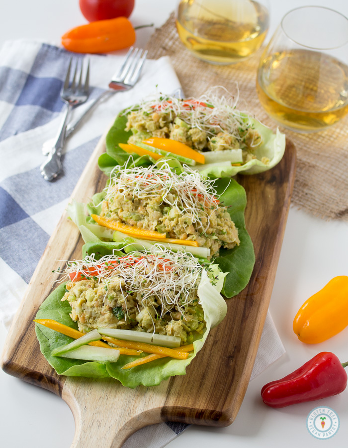 Avocado Chickpea Lettuce Wraps- Vegan + Gluten-free and only 5 ingredients! | glutenfreeveganpantry.com
